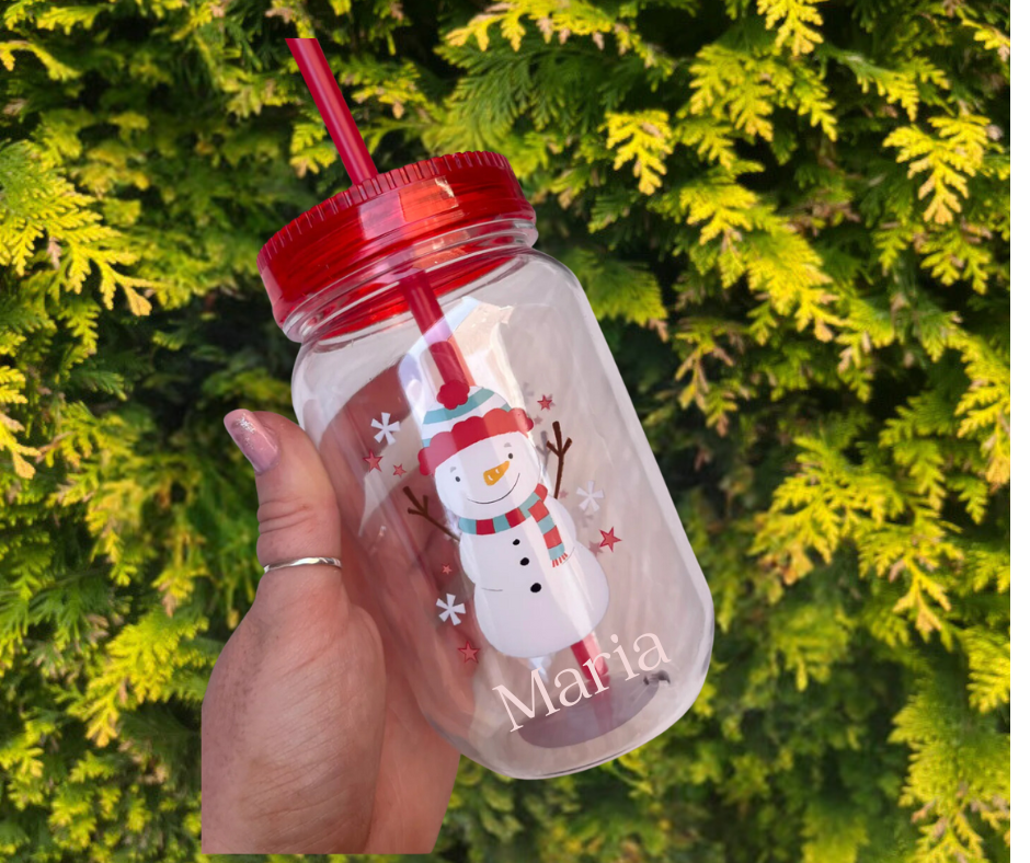 🎅 Personalised Children’s Christmas Cup with Straw – Festive Gift 🎅