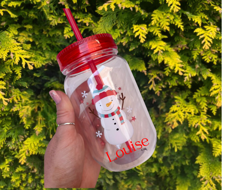 🎅 Personalised Children’s Christmas Cup with Straw – Festive Gift 🎅