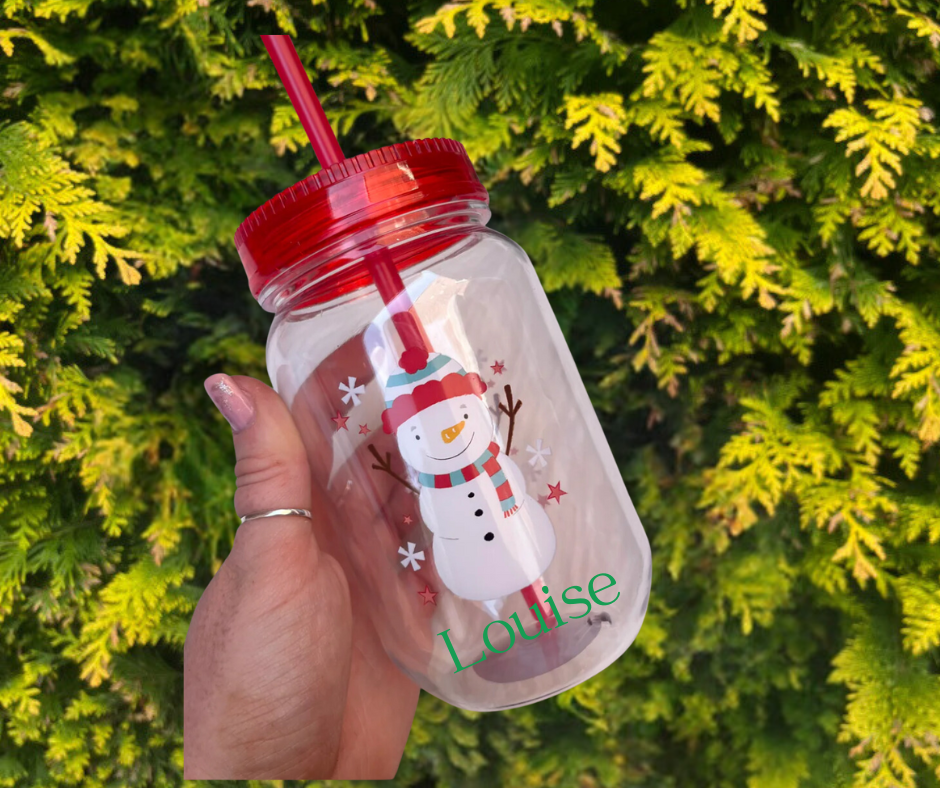 🎅 Personalised Children’s Christmas Cup with Straw – Festive Gift 🎅