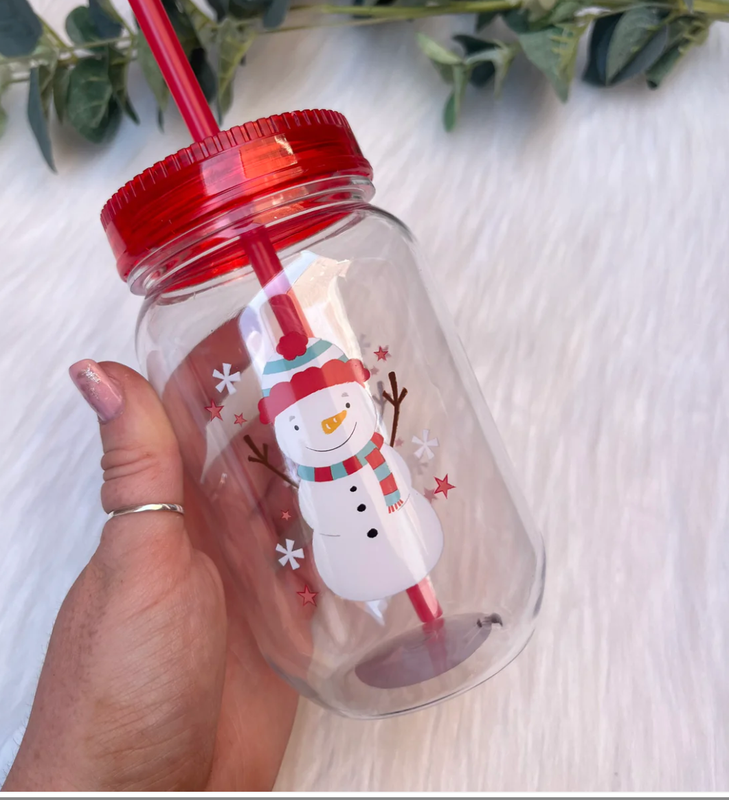 🎅 Personalised Children’s Christmas Cup with Straw – Festive Gift 🎅